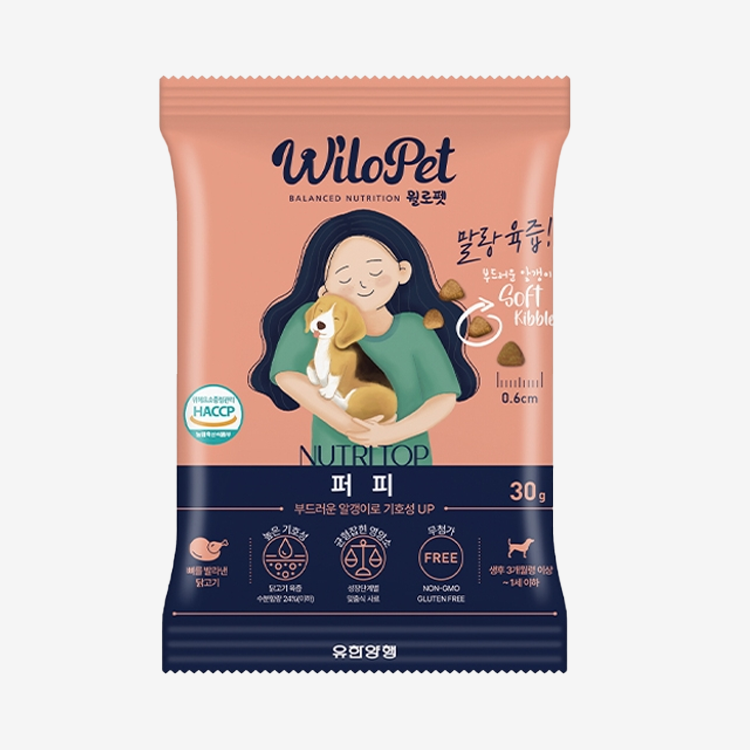 [유통기한 25년 12월 26일] [샘플] 윌로펫 뉴트리탑 퍼피 말랑육즙 소프트사료 30g 1번째 이미지